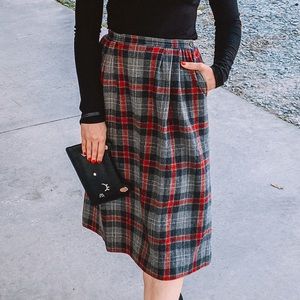 Pendleton Vintage Wool Tartan Plaid Midi Skirt